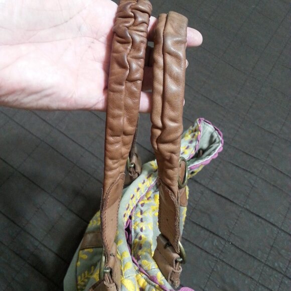 Lucky Penny Anthropologie Purse Handbag Tote Hobo Boho Bohemian Yellow Gray - Picture 6 of 16